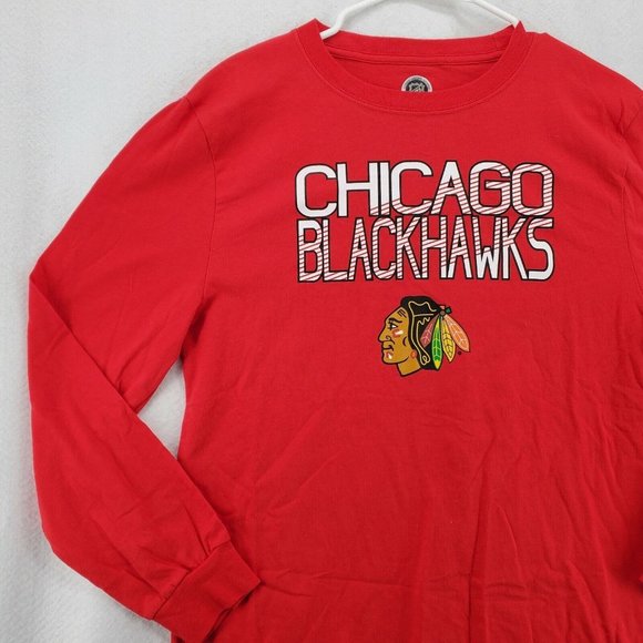 CHICAGO BLACKHAWKS Shirt Men's Long Sleeve Tee Crew Neck Pullover NHL Red 2XL - Picture 4 of 12